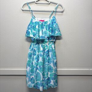 Lilly Pulitzer Target Sea Urchin For You Ruffle Blue Seashell Dress Lined S/P